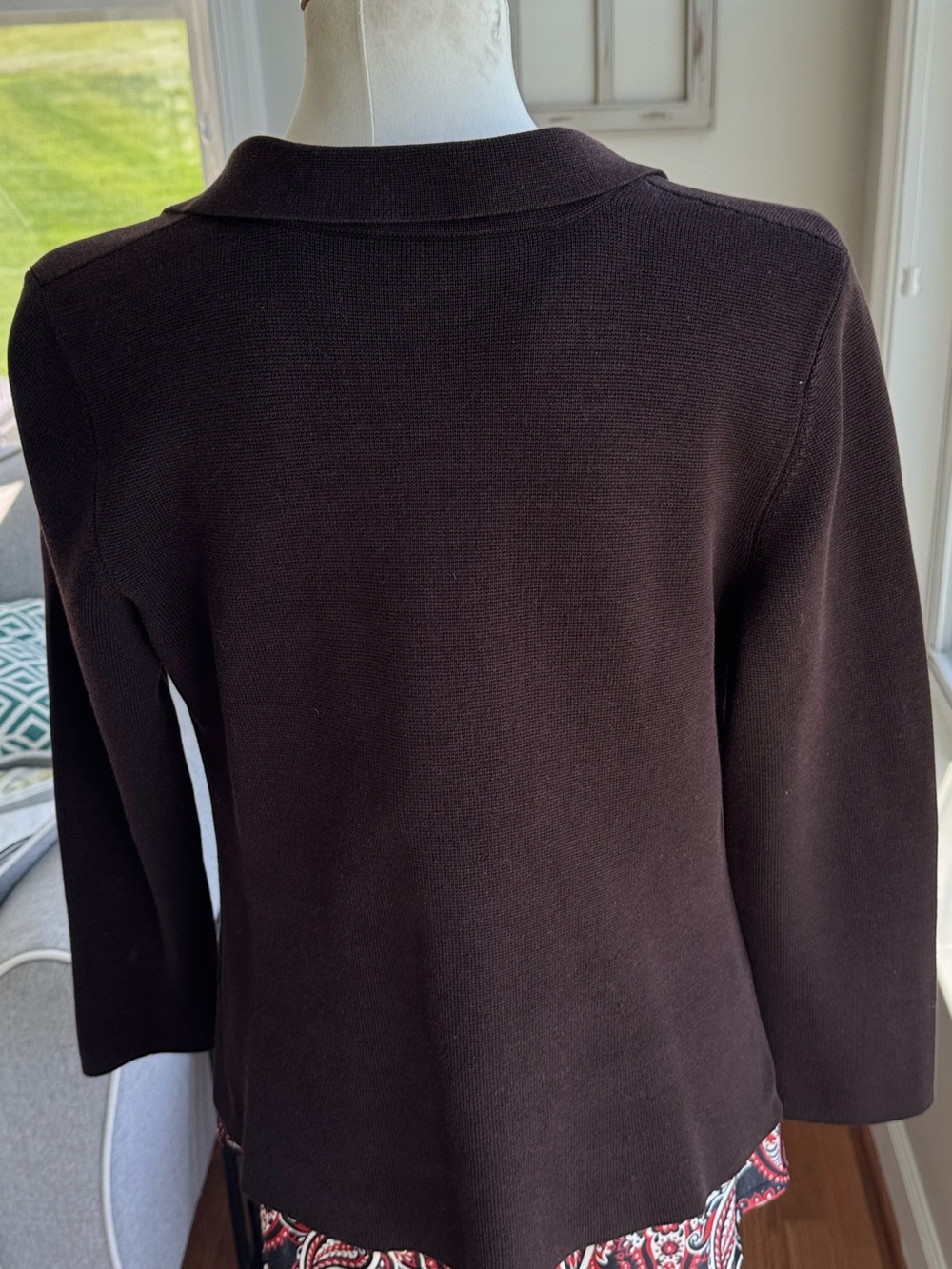 Eileen Fisher Silk & Organic Cotton Knit Blazer Cardigan chocolate brown. Med - Picture 5 of 7